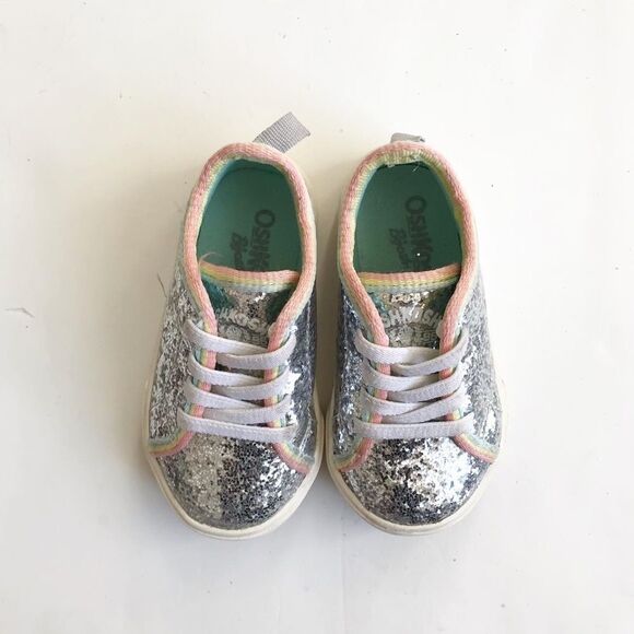 Oshkosh sliver glitter slip on sneakers EUC size 5 - Picture 3 of 7